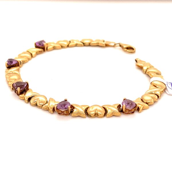 10k XO Heart Amethyst Bracelet