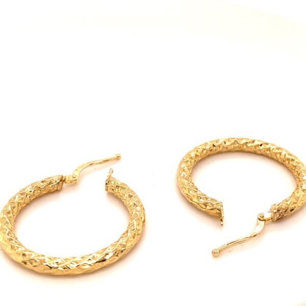 10k Diamond Cut Hoop Earrings
