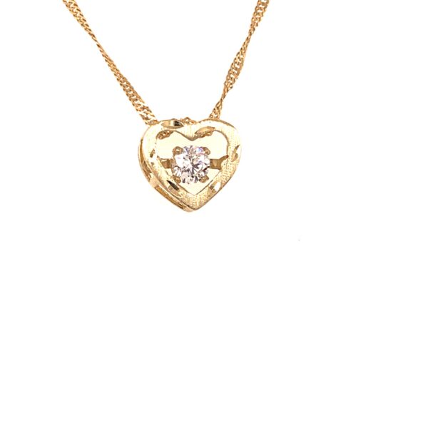 10k Floating Rope Heart Shaped Pendant CZ